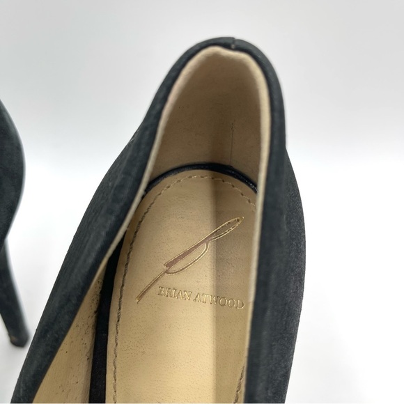 Brian Atwood Frédérique black satin suede round toe heels size 8.5 - Picture 4 of 9